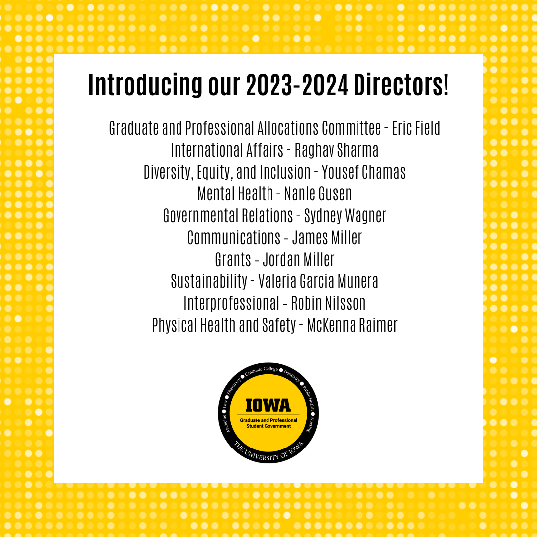 A graphic listing the new directors and their positions
