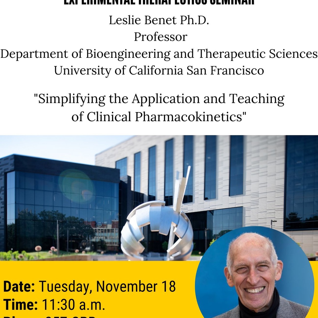 College of Pharmacy PSET Seminar Series: Leslie Benet, PhD promotional image