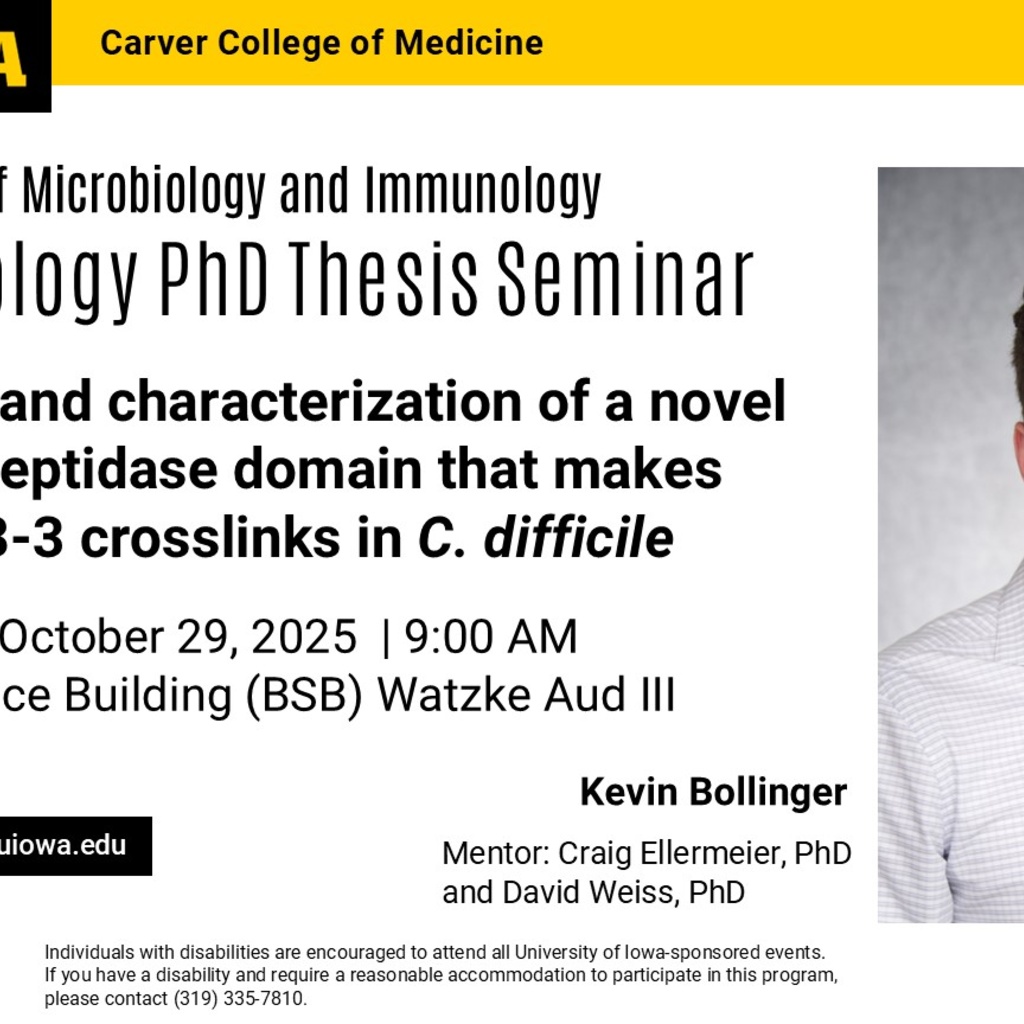 PhD Candidate Kevin Bollinger - Microbiology Graduate Program Seminar promotional image