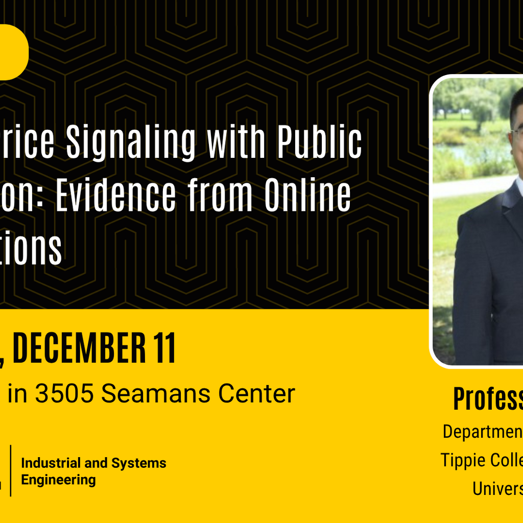 ISE 5000 GRADUATE SEMINAR --DR. BOLI XU promotional image